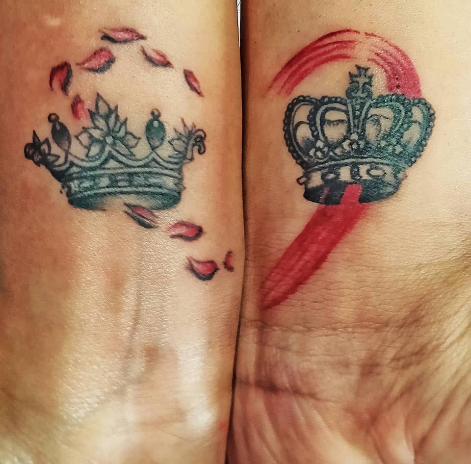 King and Queen Crowns with Red Accents