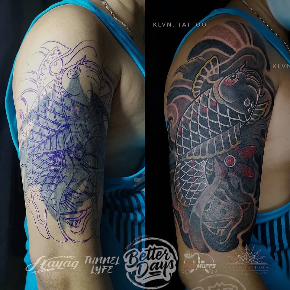 Koi and Hannya Mask Half Sleeve