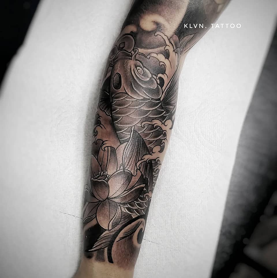 Koi and Lotus Forearm Piece