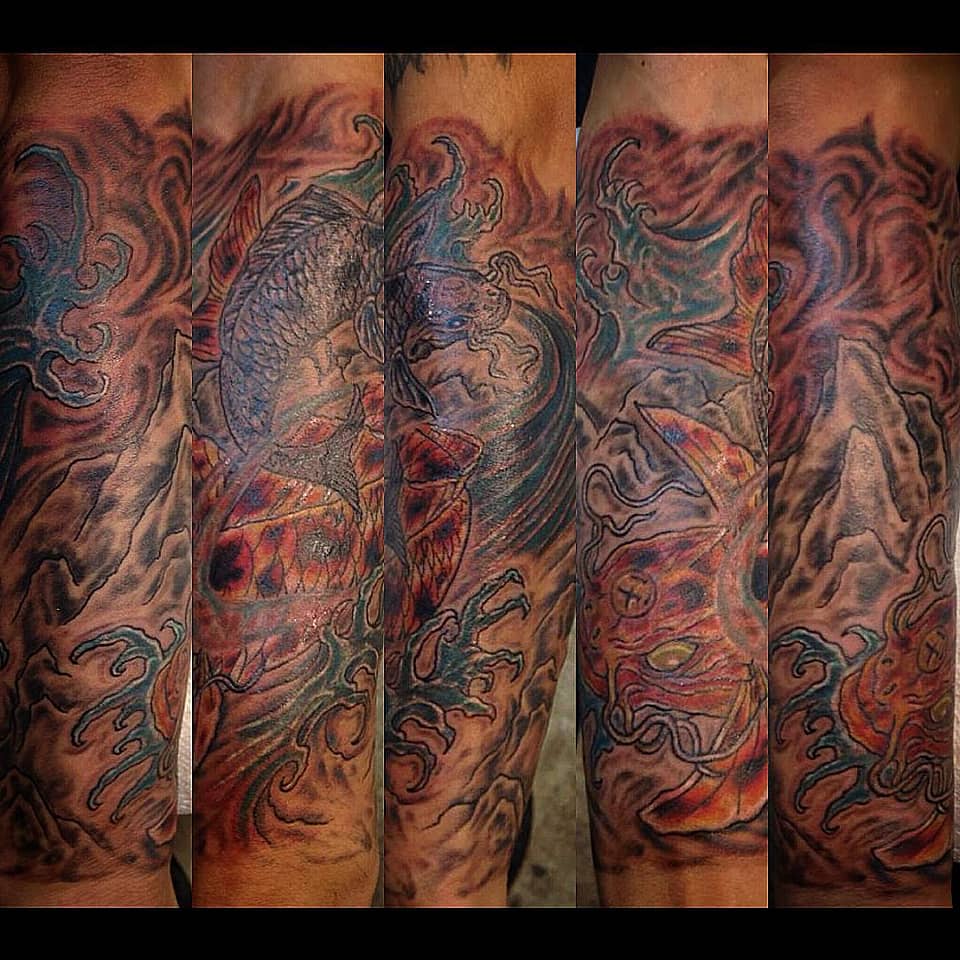 Koi and Oni Waves Sleeve