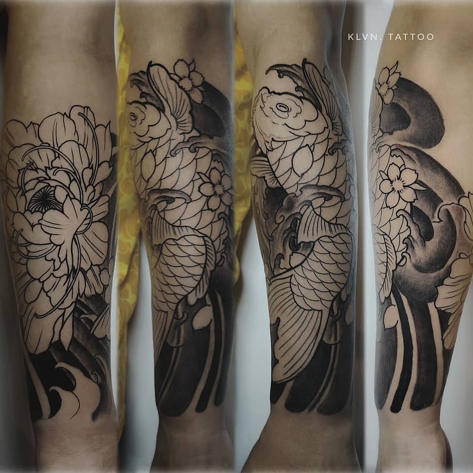 Koi and Peony Flow