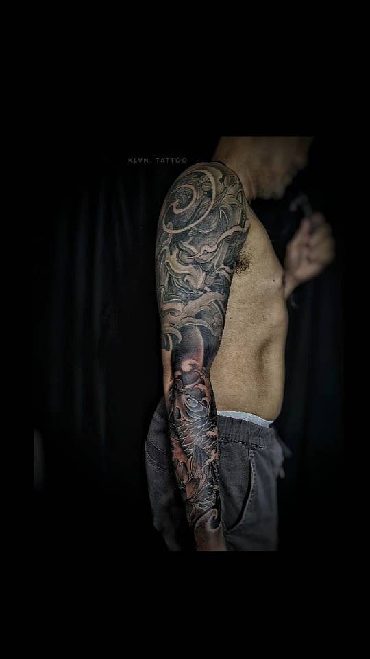 Koi and Waves Japanese Full Sleeve