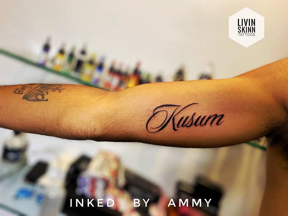 Kusum Script Name Tattoo