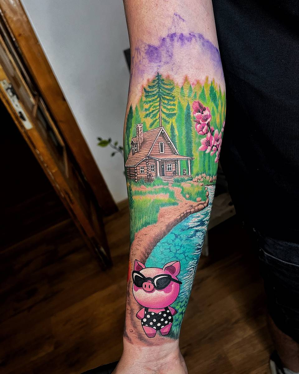 Lakeside Cabin & Cool Pig
