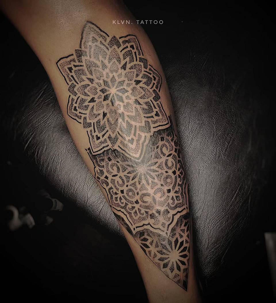 Layered Mandala Geometric Calf Panel
