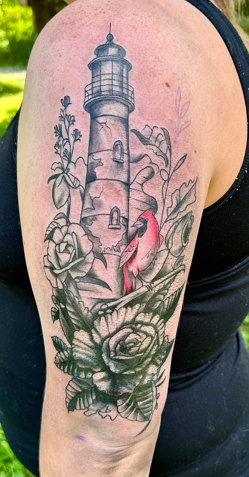 Lighthouse and Cardinal Bouquet