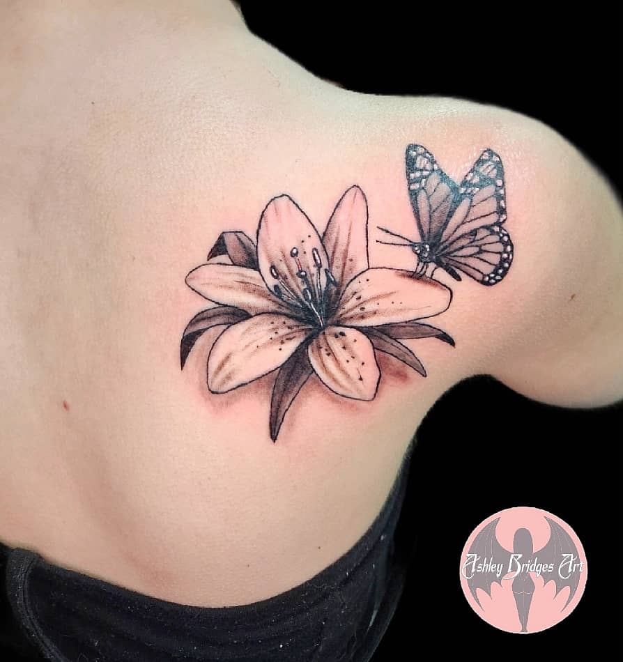 Lily and Butterfly Shoulder Bloom