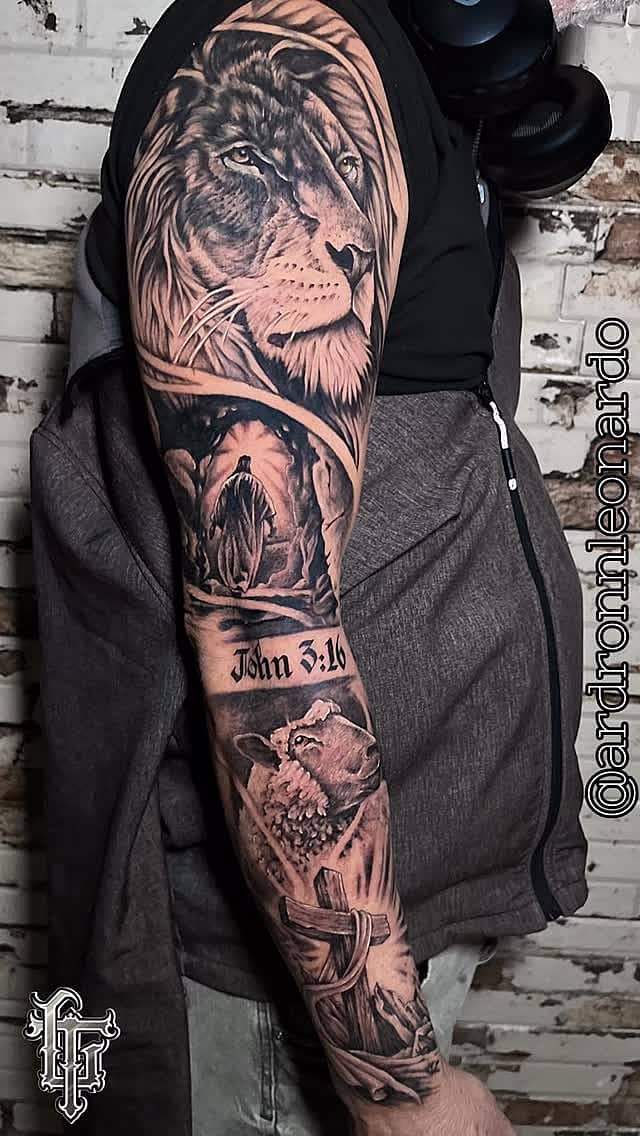 Lion and Lamb Biblical Sleeve