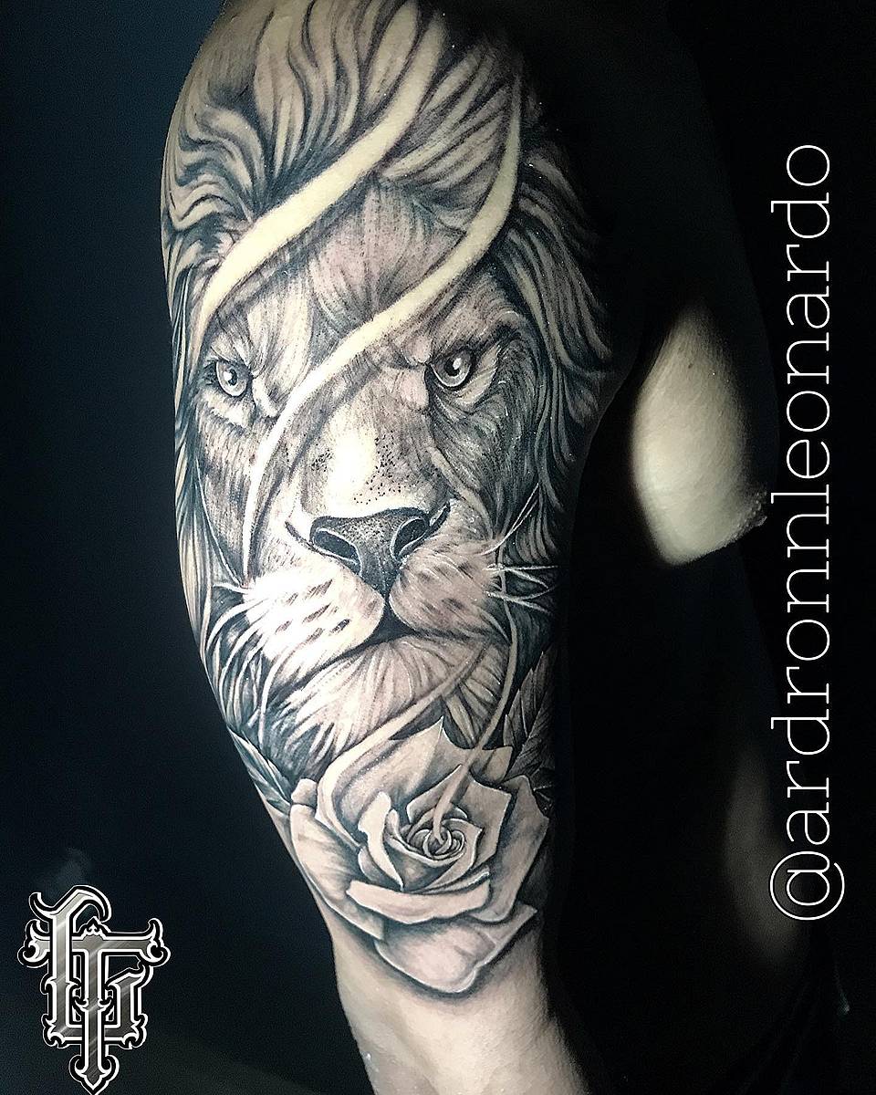 Lion and Rose Portrait