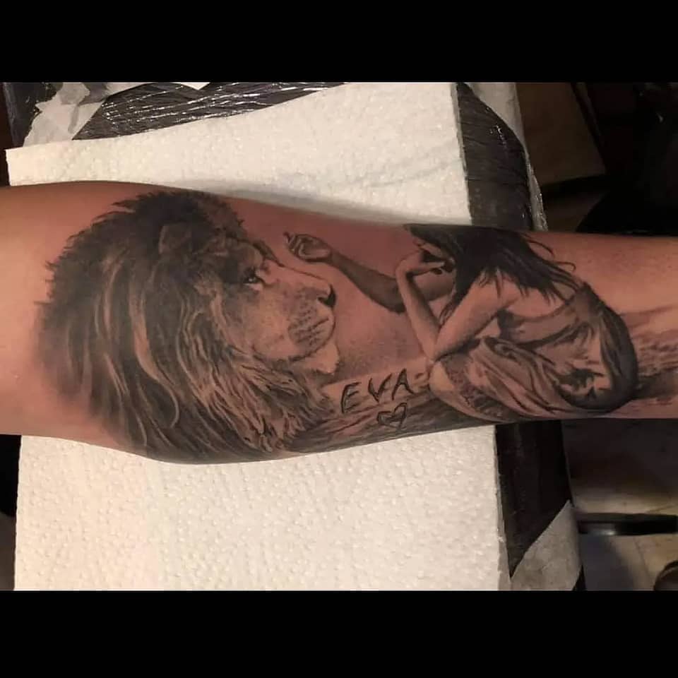 Lion and Woman Portrait