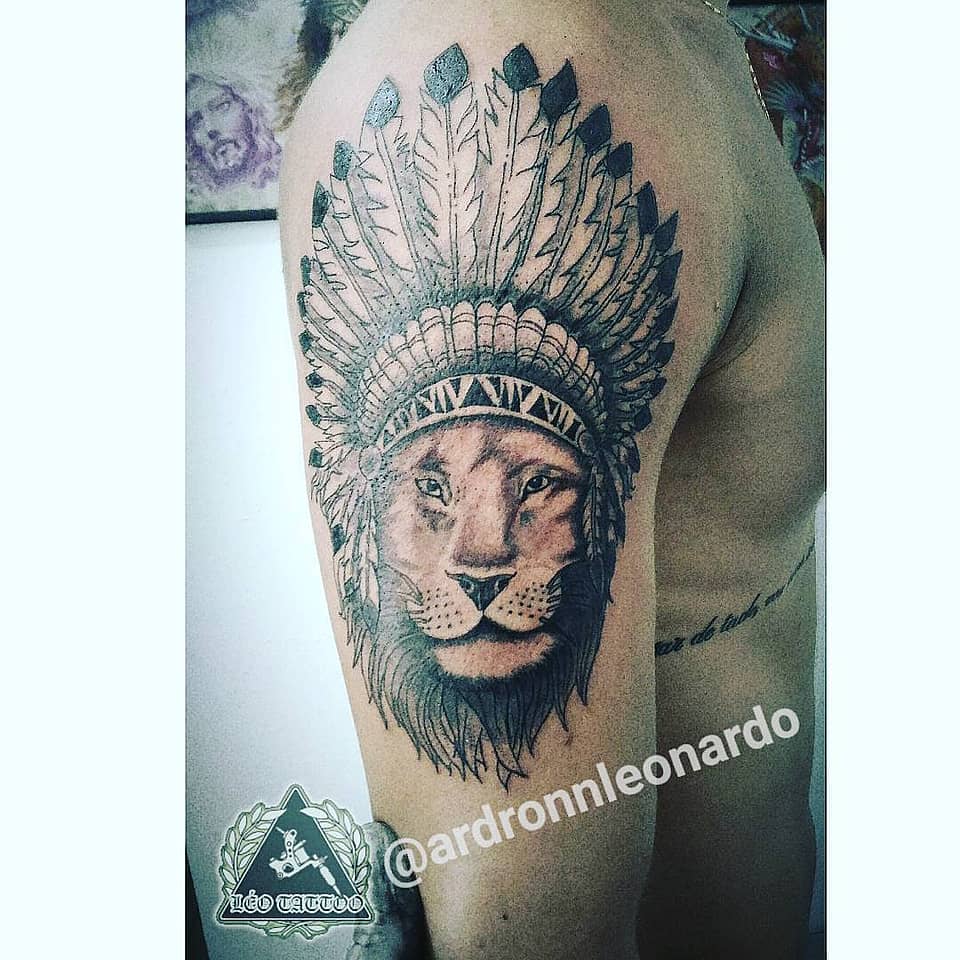 Lion with Feather Headdress