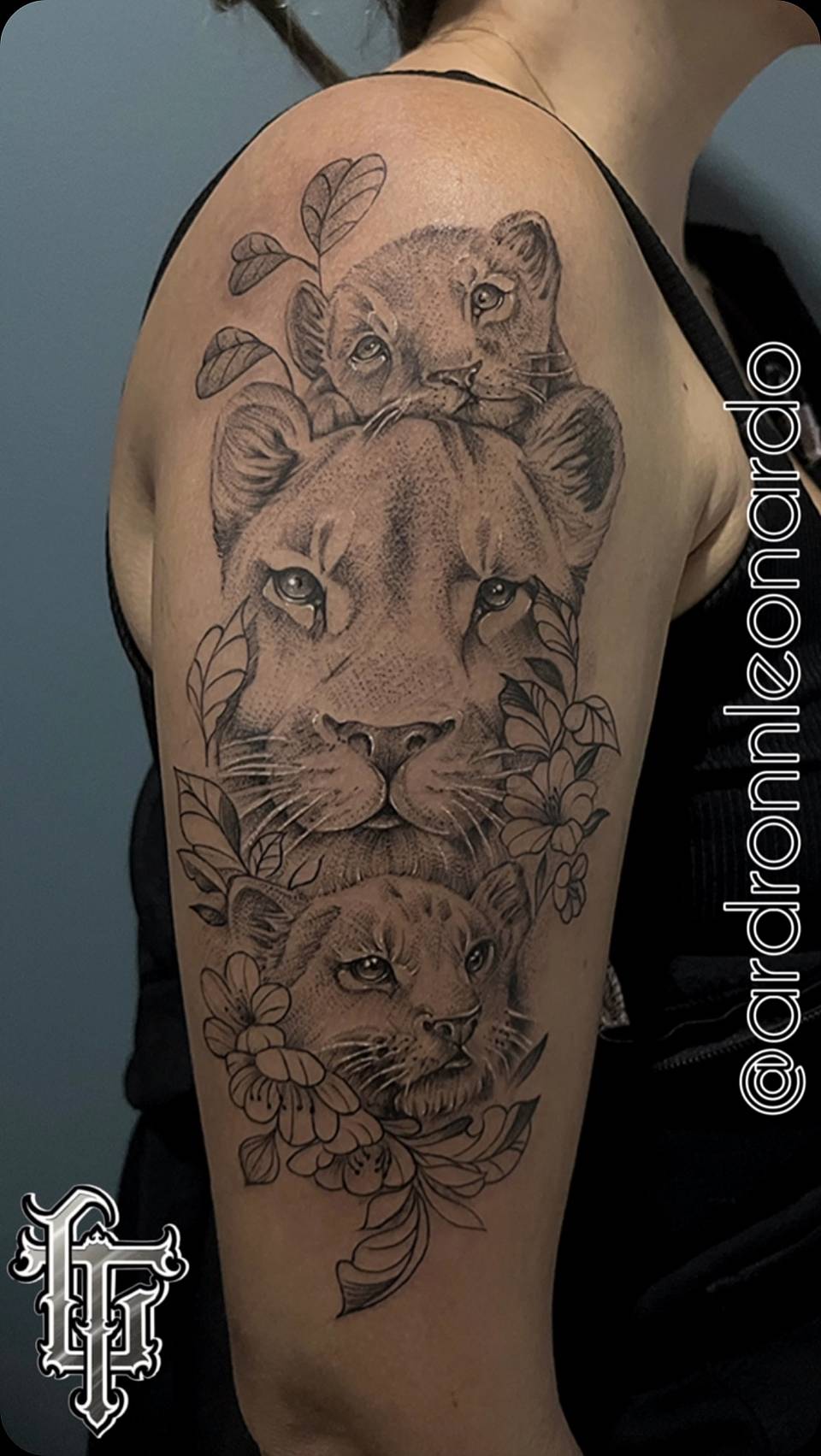 Lioness with Cubs and Botanicals