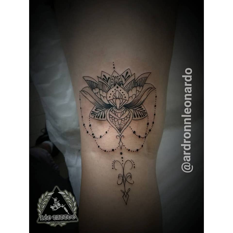 Lotus Mandala with Dotwork Chains