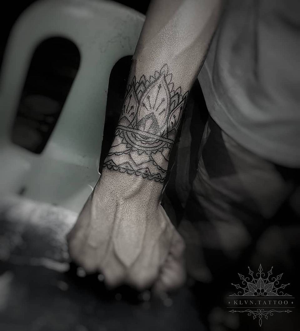 Lotus Mandala Wrist Cuff
