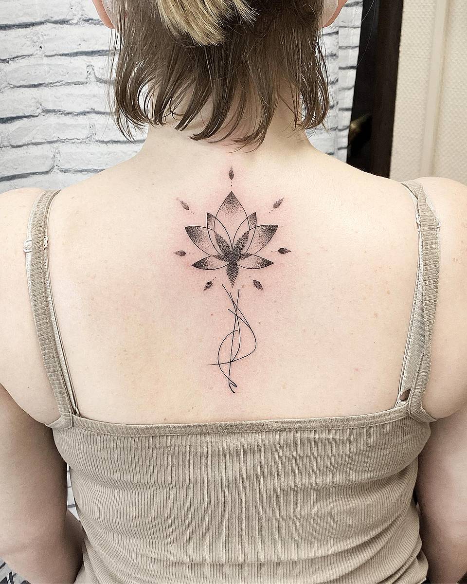 Lotus Spine Dotwork