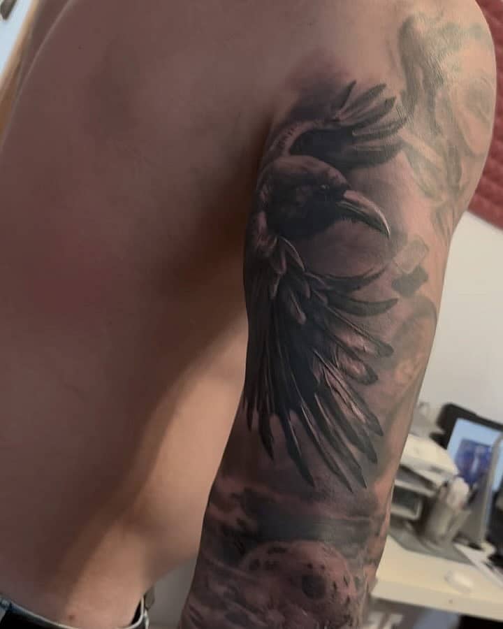 Lunar Raven Half-Sleeve