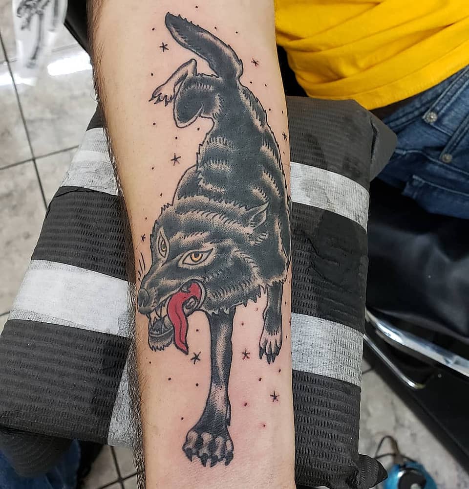 Lunging Night Wolf