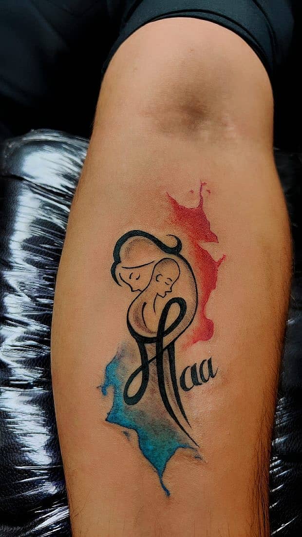 Maa Mother-and-Child Watercolor Script