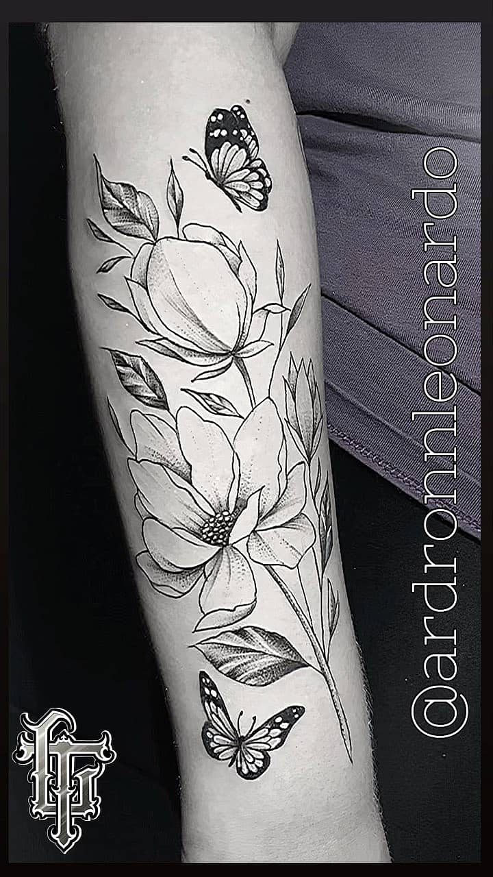 Magnolia and Butterflies