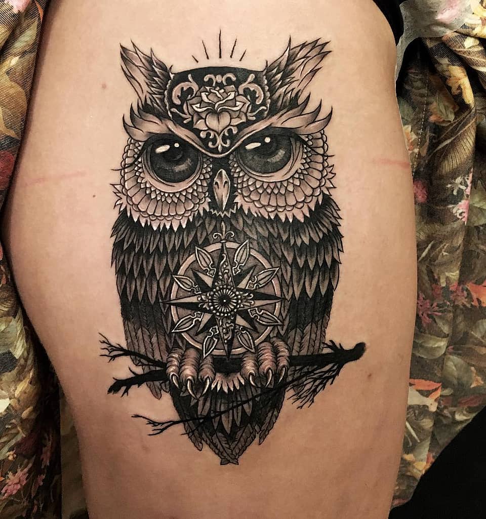 Mandala Compass Owl