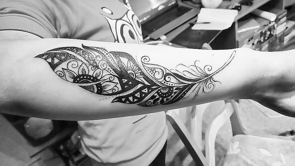 Mandala Feather Ornament