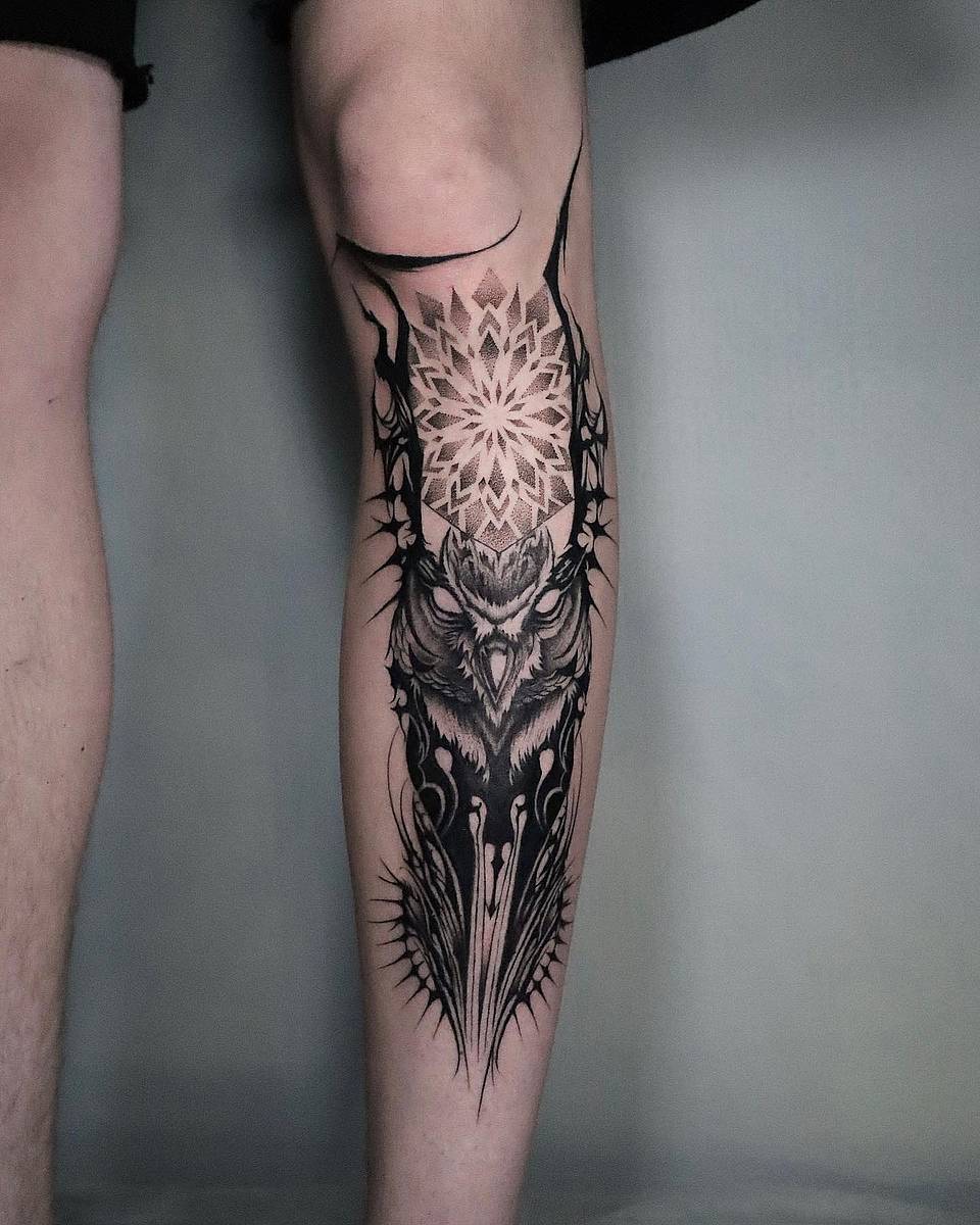 Mandala Owl Calf Piece