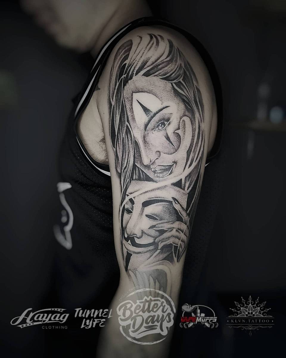Masked Femme Fatale Half Sleeve