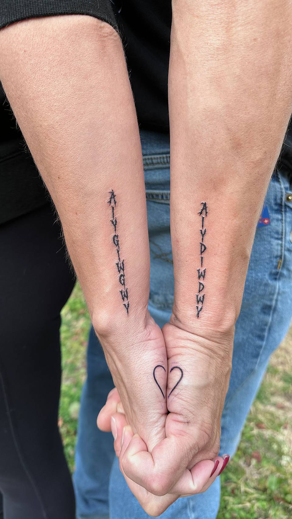 Matching Vertical Script with Split Heart