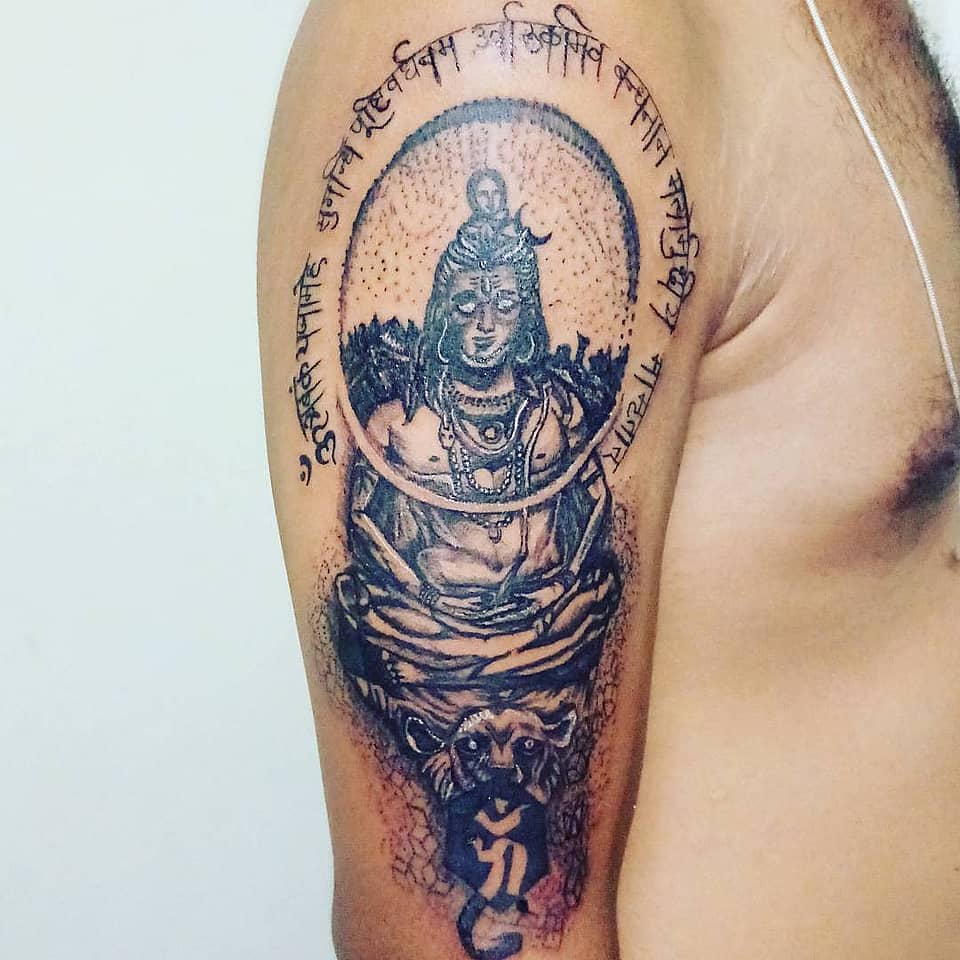 Meditating Shiva with Sanskrit Mantra