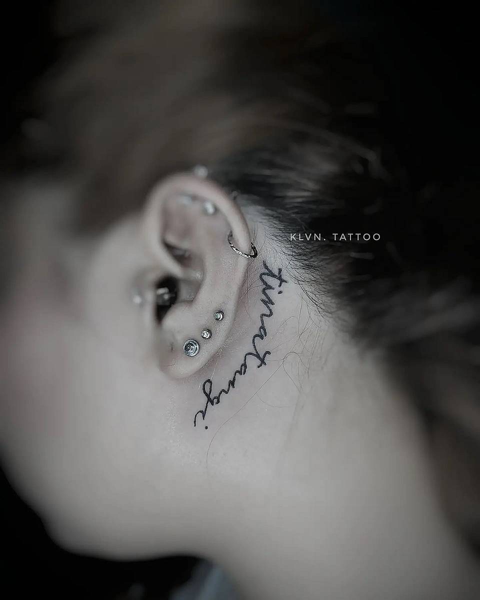 Micro Cursive Behind-Ear Script