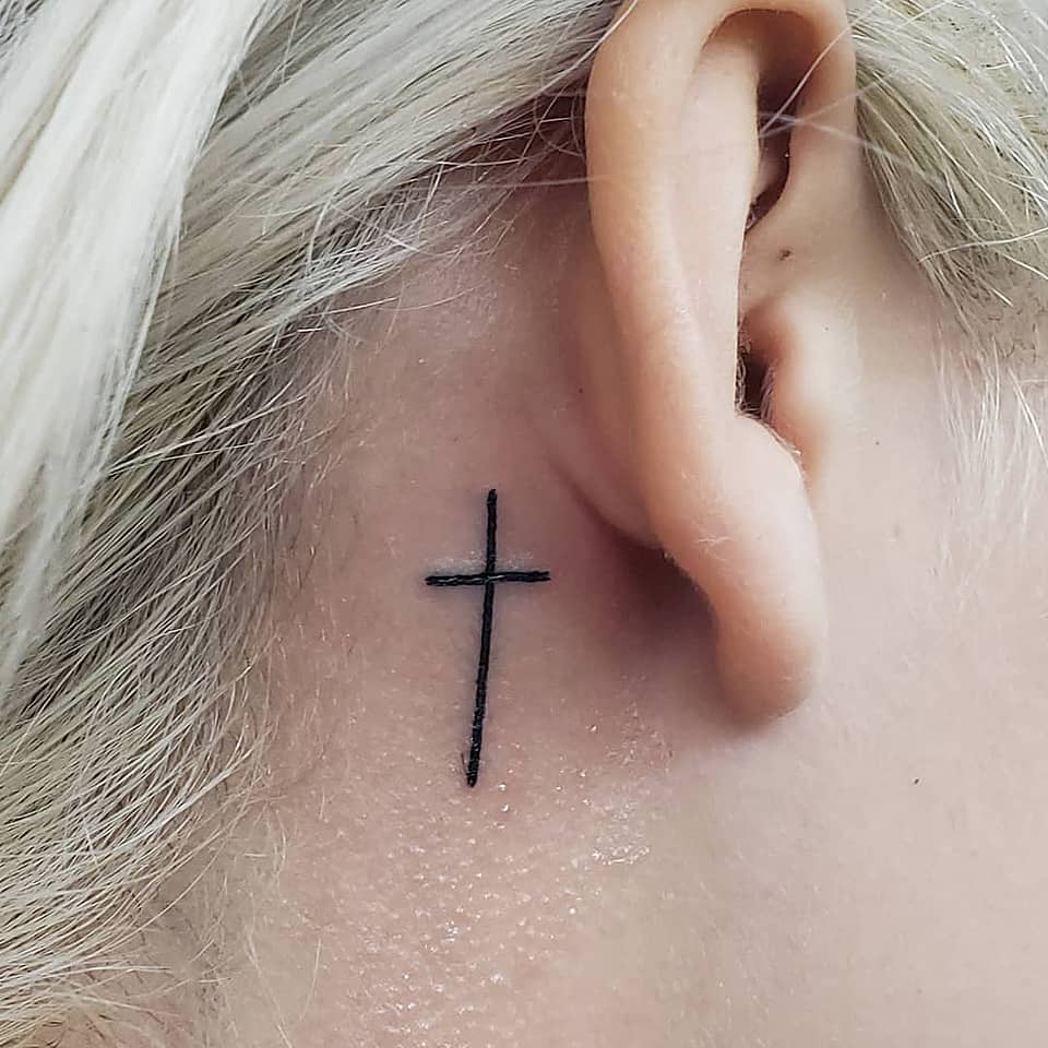 Minimal Cross Behind the Ear