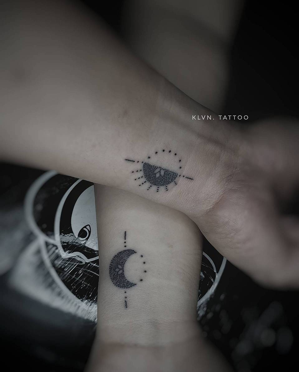 Minimal Dotwork Moon & Eye