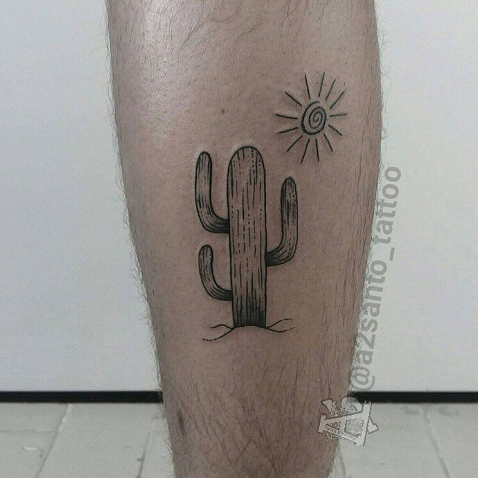 Minimal Saguaro Cactus with Sun