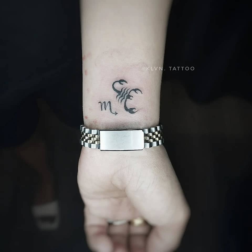 Minimal Scorpio Zodiac Tattoo