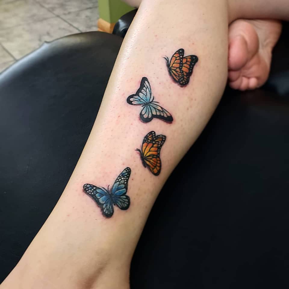 Monarchs and Blues in Flight