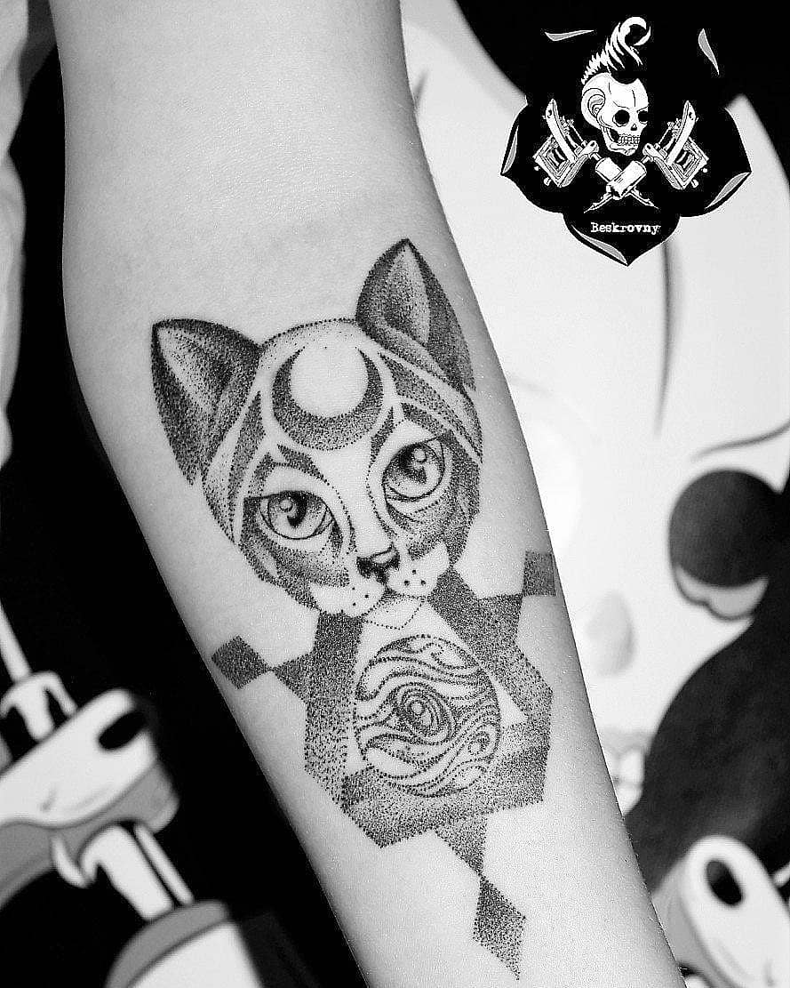 Moonlit Dotwork Cat