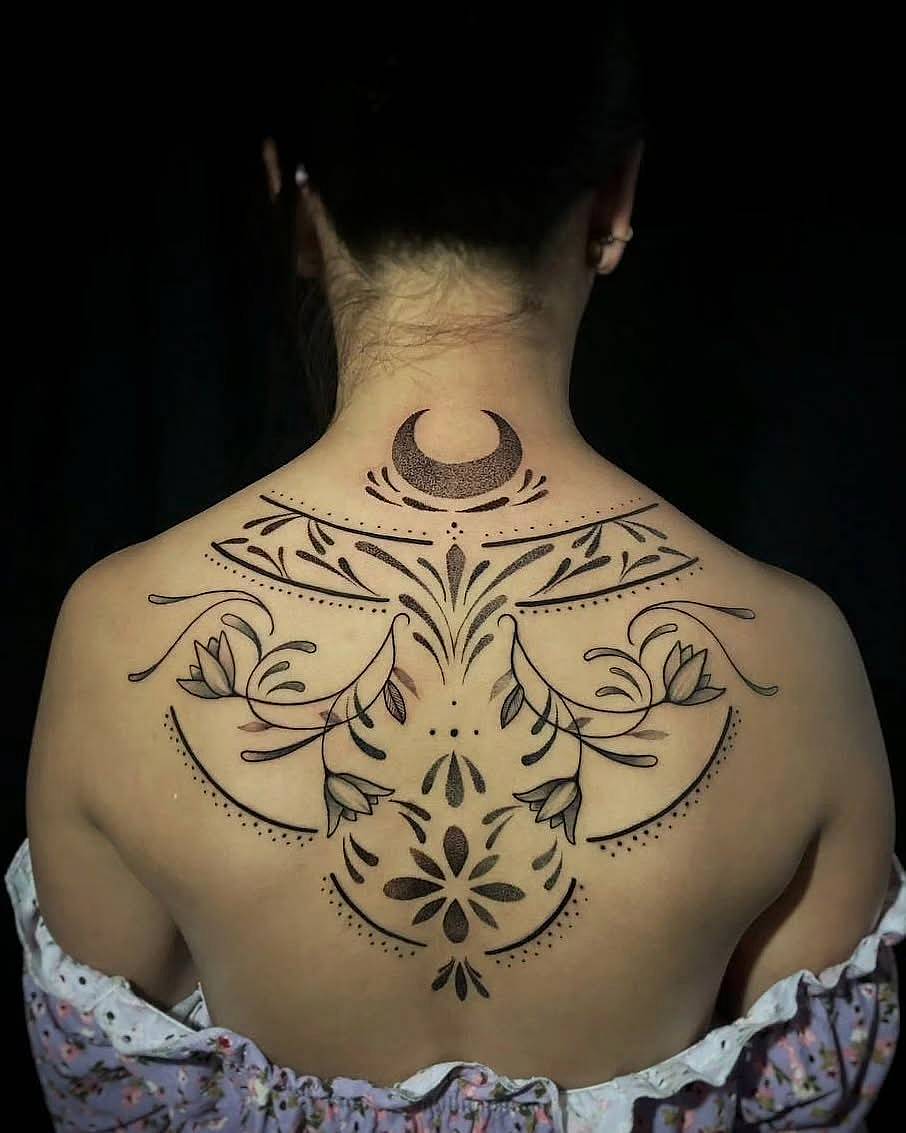 Moonlit Floral Mandala Backpiece