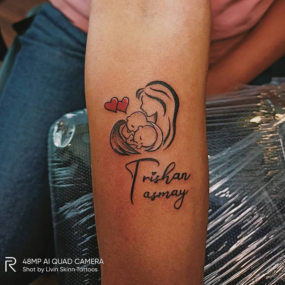 Mother and Twins with Hearts