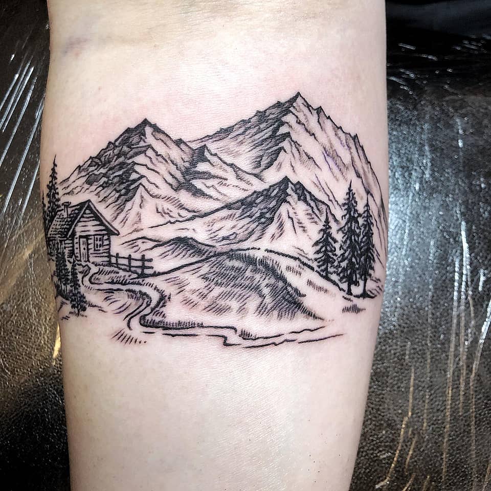 Mountain Cabin Landscape