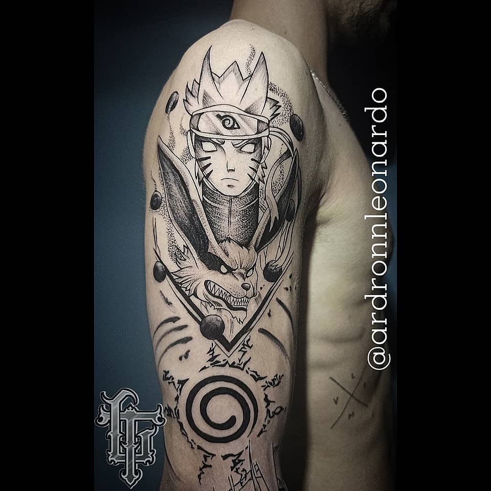 Naruto & Kurama Blackwork Portrait