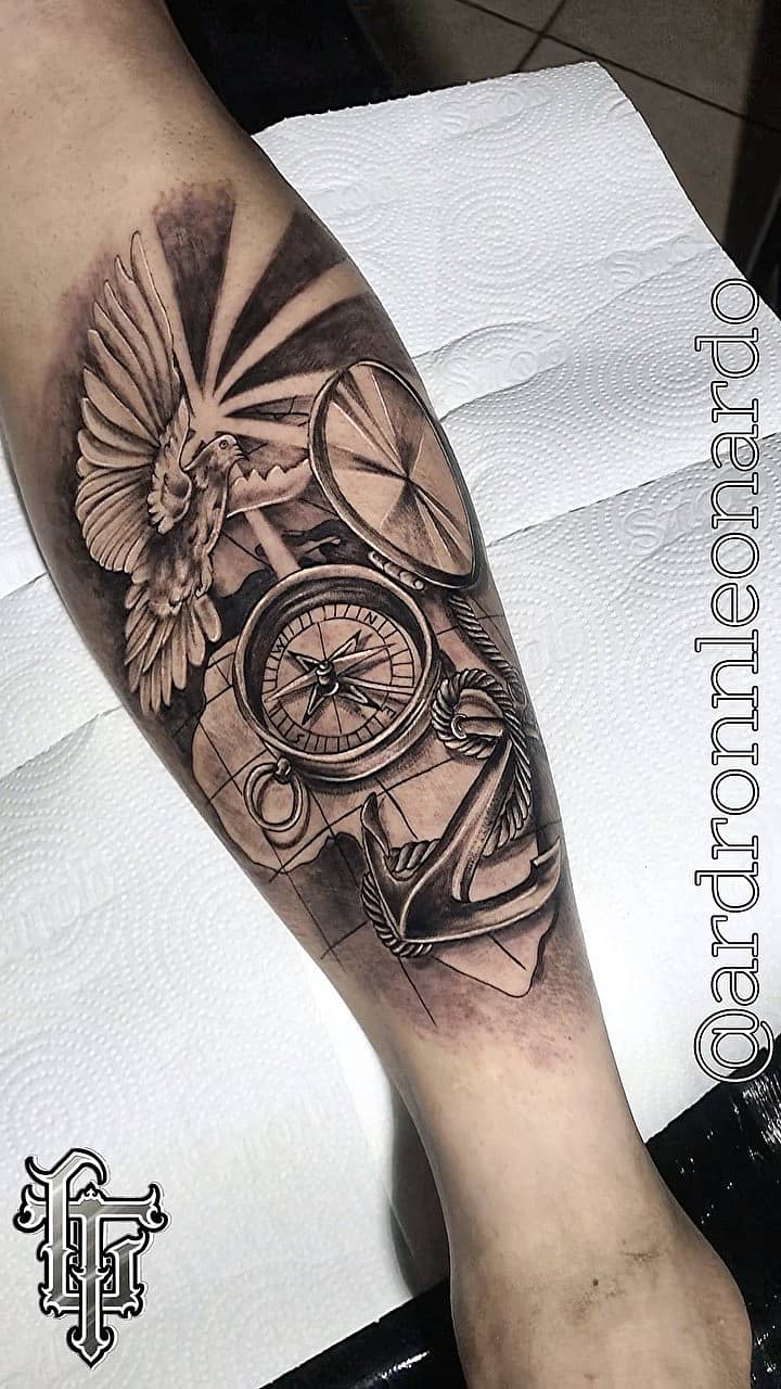 Nautical Compass, Anchor & Dove