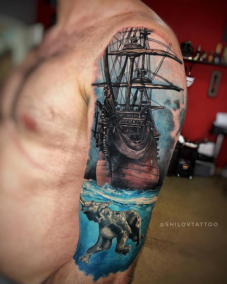 Nautical Dream: Ship and Elephant