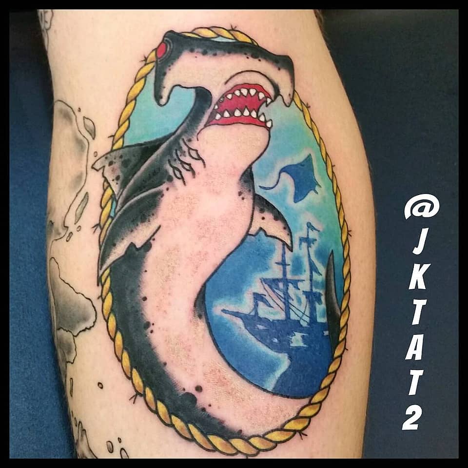 Nautical Shark and Ship Cameo