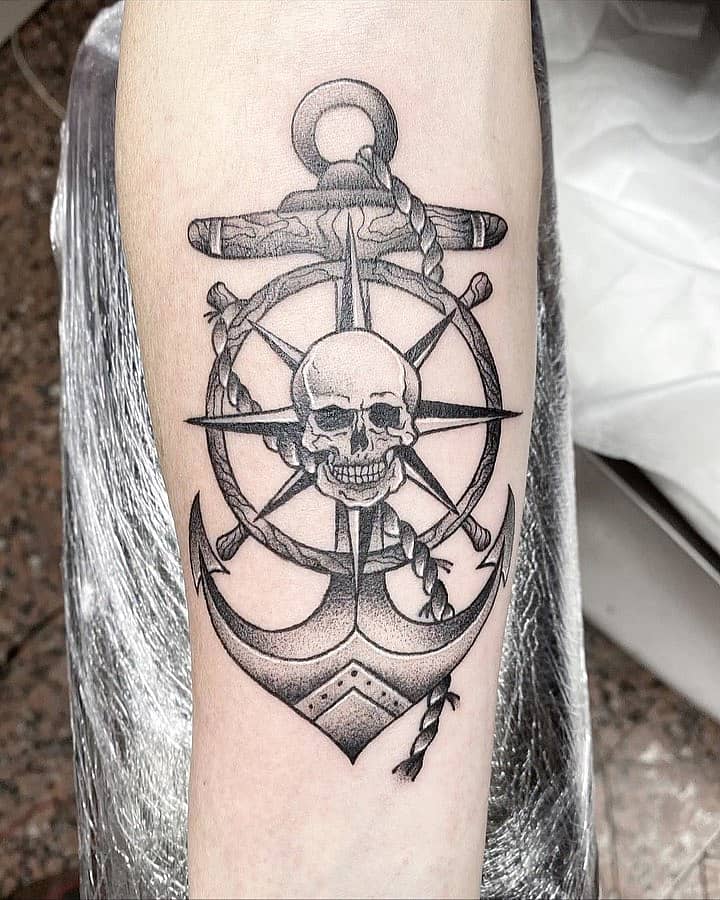 Nautical Skull Compass Anchor