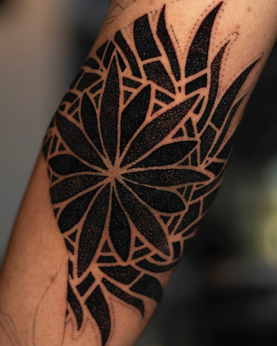 Negative-Space Blackwork Mandala