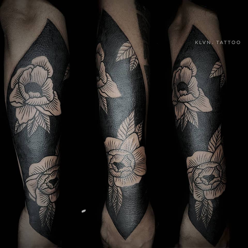 Negative-Space Floral Blackwork
