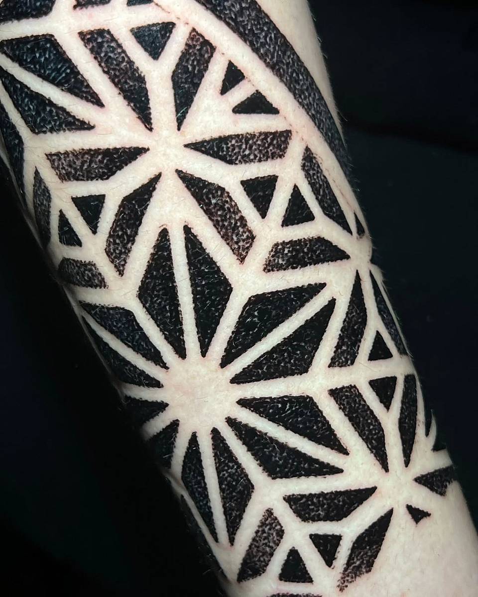 Negative-Space Geometric Mandala Band