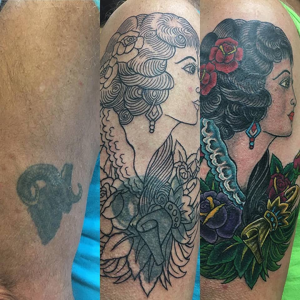 Neo-Traditional Lady Head Cover-Up