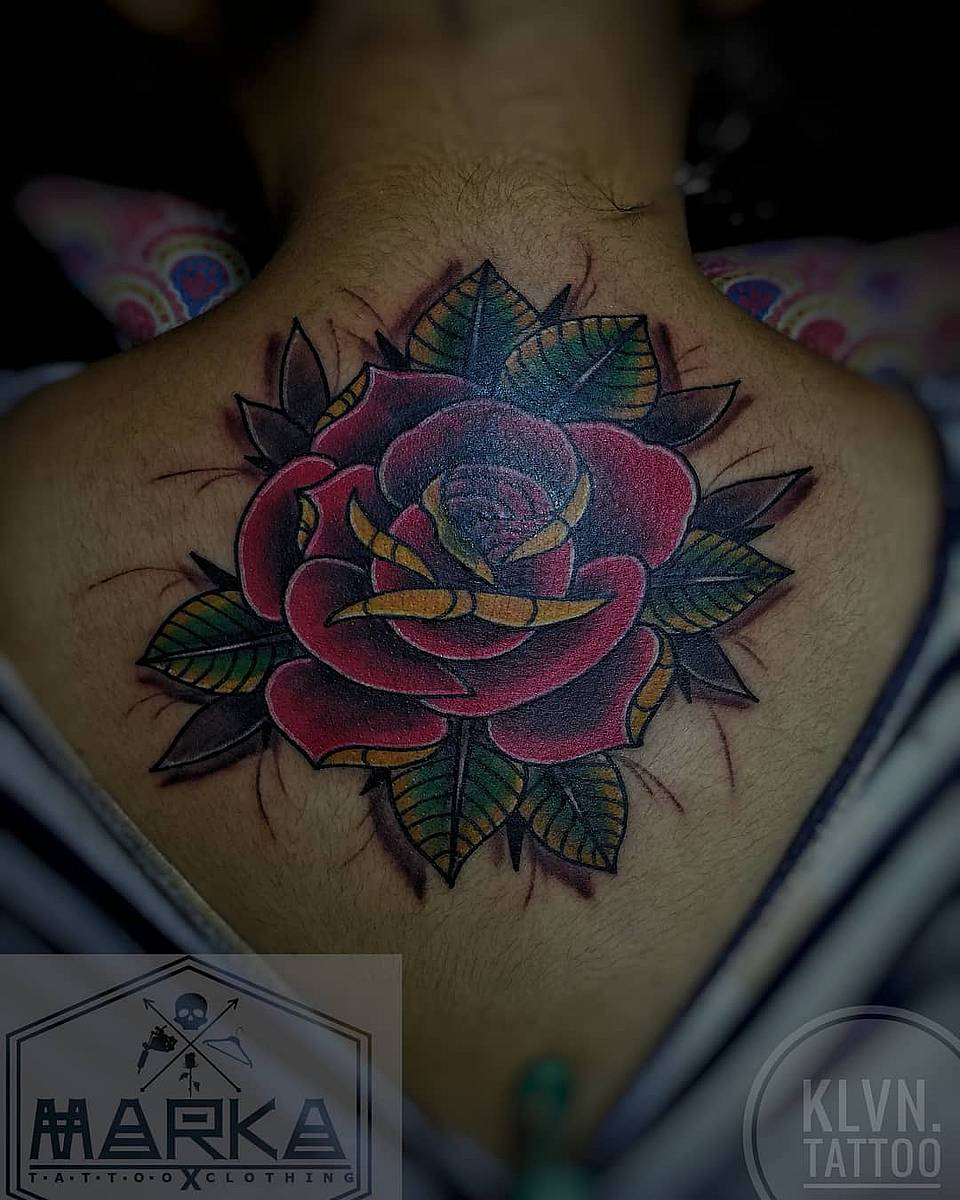 Neo-Traditional Red Rose