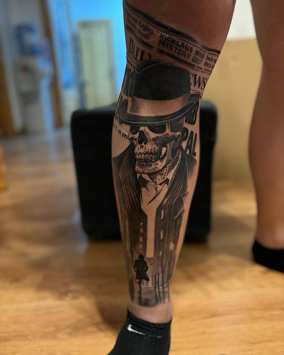 Noir Mobster Skull